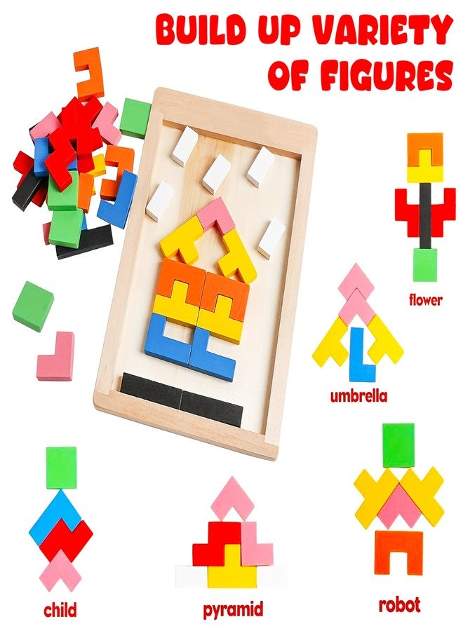 في جراسب لعبة أحجية مكعبات خشبية روسية تعليمية من VGRASSP، 40 قطعة، للأطفال - هدية تعليمية ملونة في مجالات العلوم والتكنولوجيا والهندسة والرياضيات للأولاد والبنات - أحجية لتنمية الذكاء - اللون حسب المتوفر - Image 2